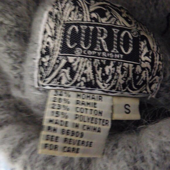 Curio 3D Mohair Blend Turtleneck Sweater Graphic Gothic SIze Small Gray oversize - Picture 5 of 7